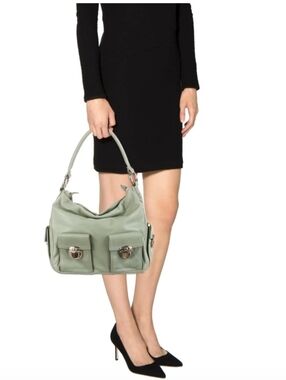 Light Green/Sage Marc Jacobs Hobo Bag Silver Hardwear, Medium, Multi Pocket